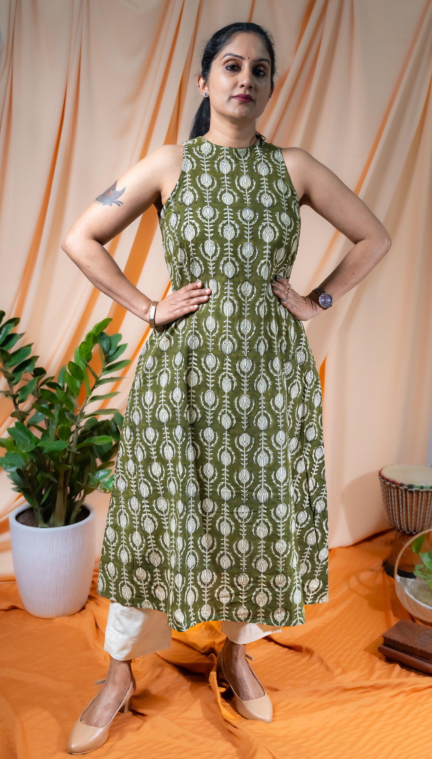 Olive Drift-Kurta Set